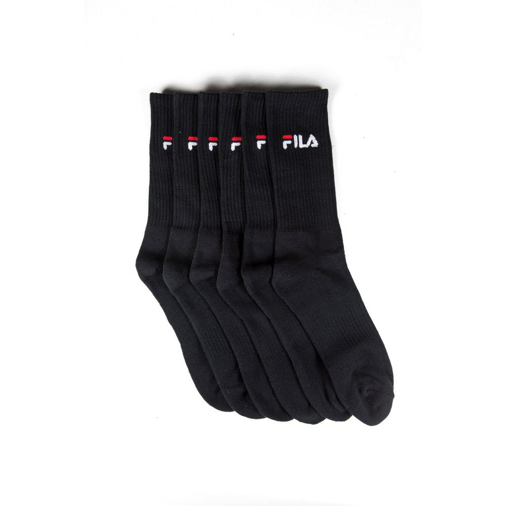 FILA Cushion Foot Crew Sports Socks 3-pack in black, flat lay