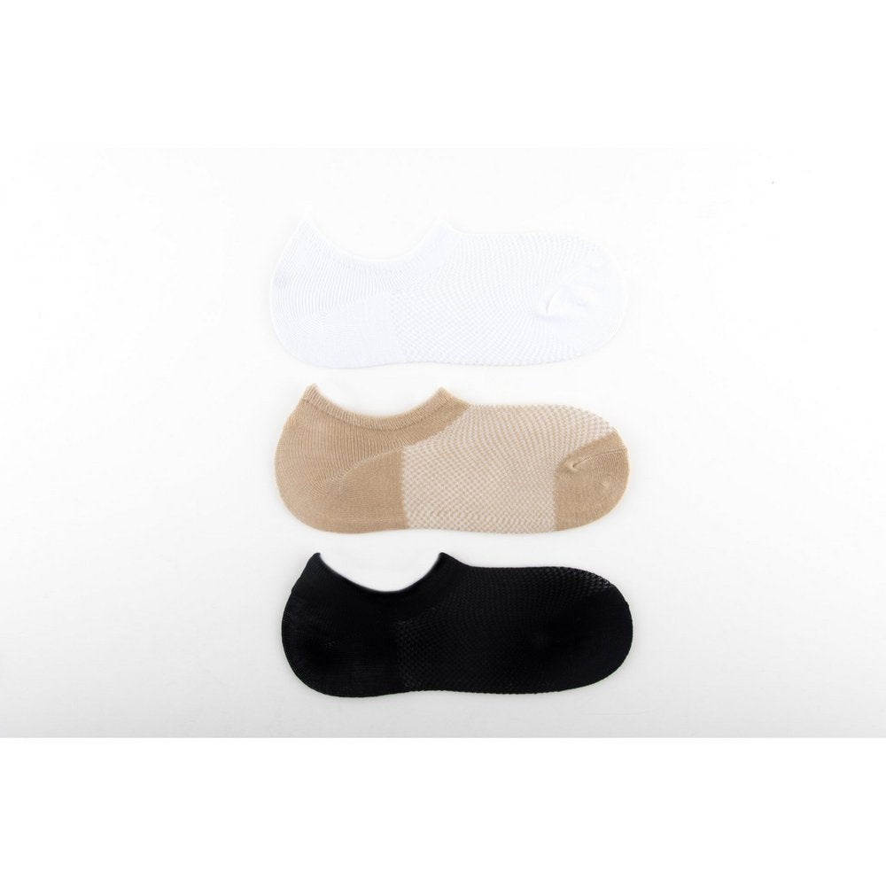bamboo no show socks with silicon pad in black, beige and white