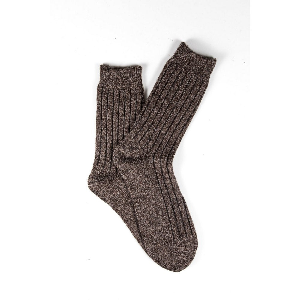 Mens wool socks melbourne in light brown marle, fanned flat lay showing colour