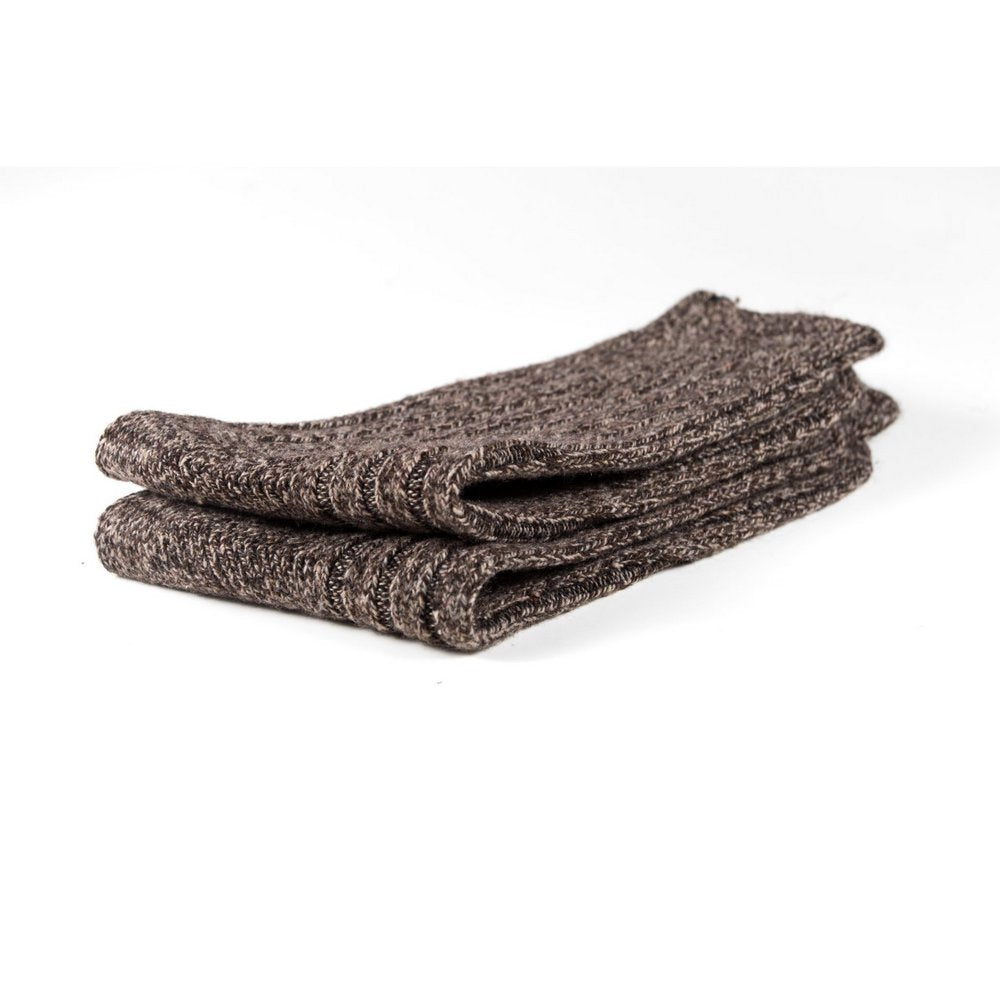Mens wool socks melbourne in light brown marle, close up showing thickness