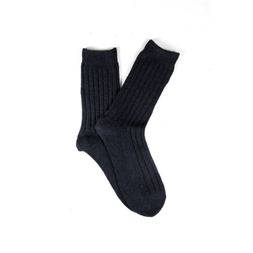 Mens wool socks melbourne in navy, fanned flat lay showing colour