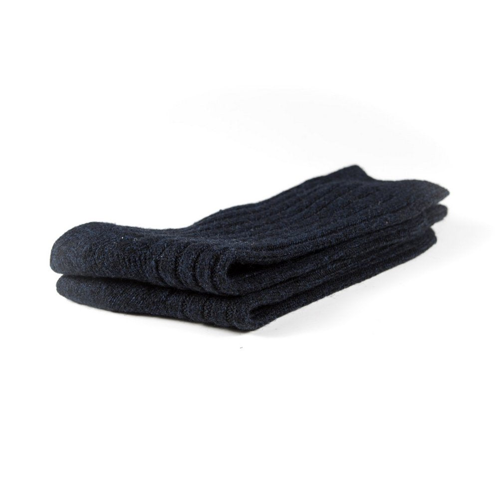Mens wool socks melbourne in navy, close up showing thickness