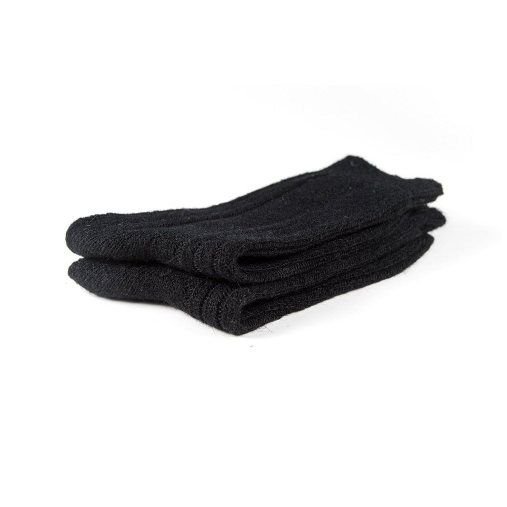 Winter wool socks for women, soft wool socks black, close up showing thickness
