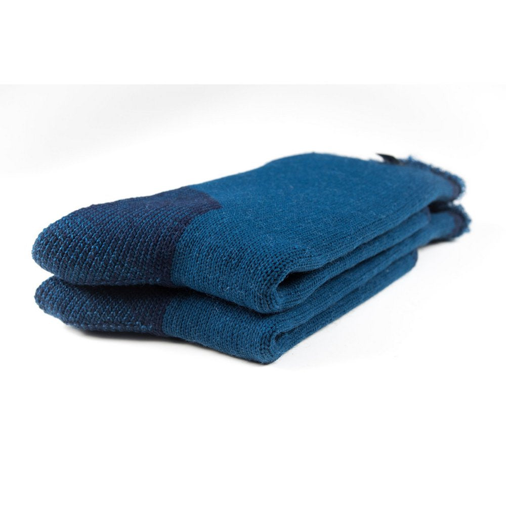 Mens explorer socks, blue marle outdoor work socks Australia, close up showing heel and thickness