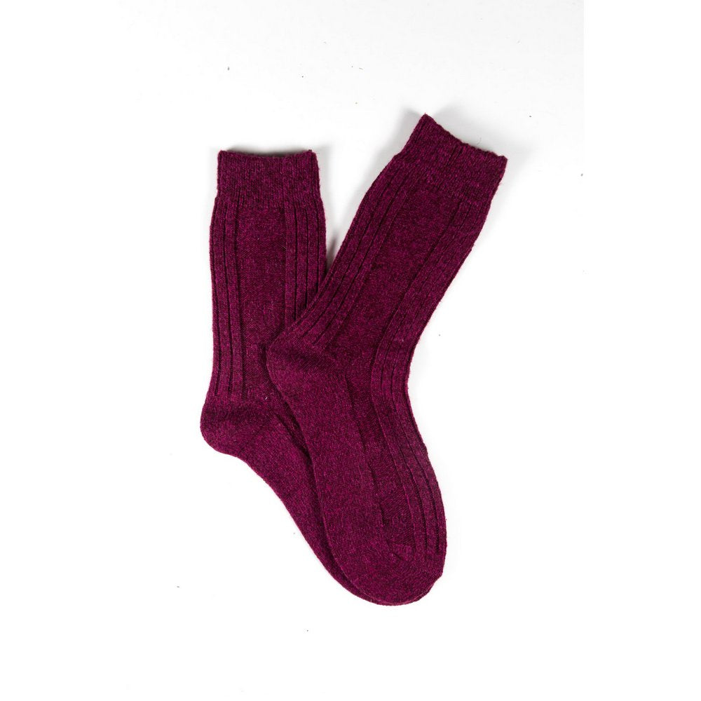 Winter wool socks for women, soft wool socks melbourne in pink, flat lay showing colour
