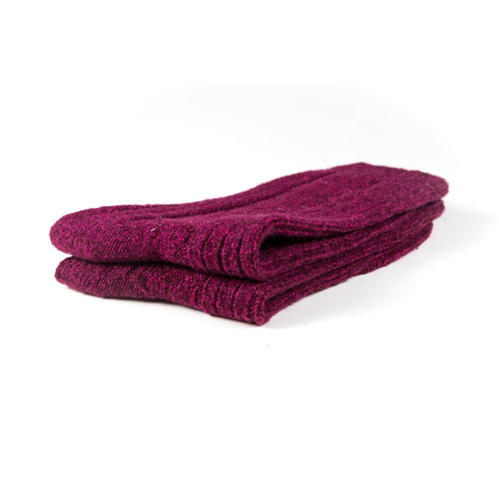 Winter wool socks for women, soft wool socks melbourne in cherry pink, close up showing thickness
