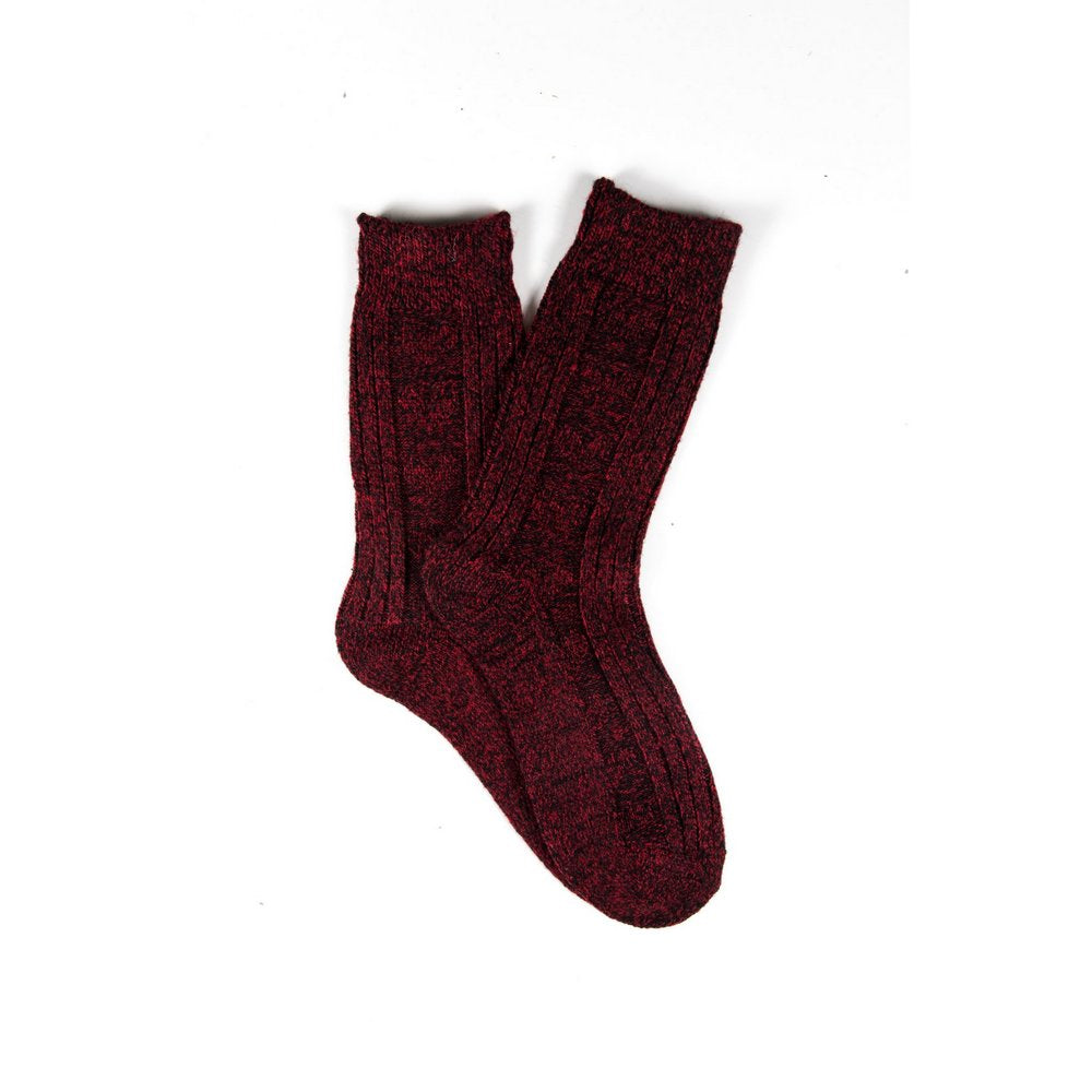 Winter wool socks for women, soft wool socks melbourne in red, flat lay showing colour