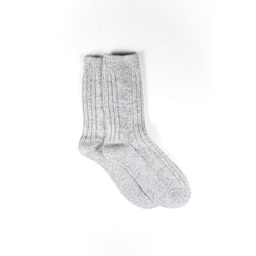 Winter wool socks for women, soft wool socks melbourne in grey, flat lay showing length